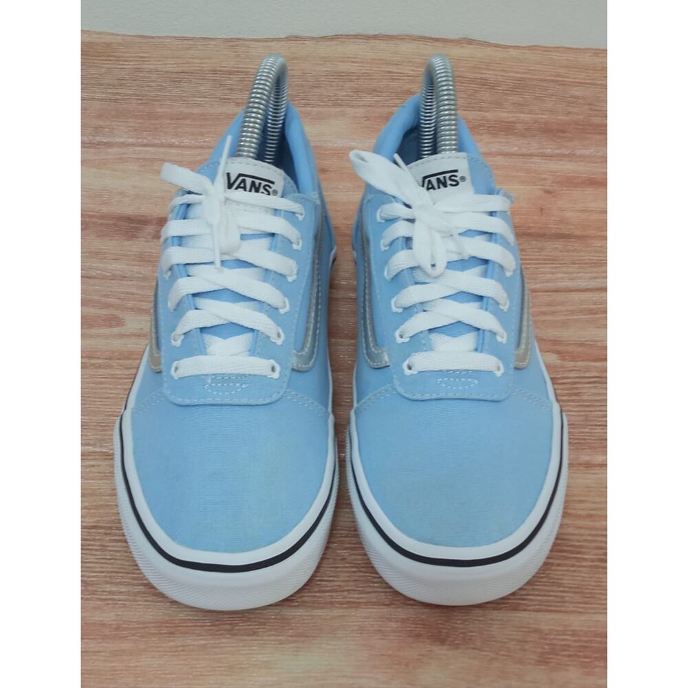 Vans Women's Shoes Ward Metallic Baby Blue/Silver Canvas Skate Size 5 - Picture 2 of 9